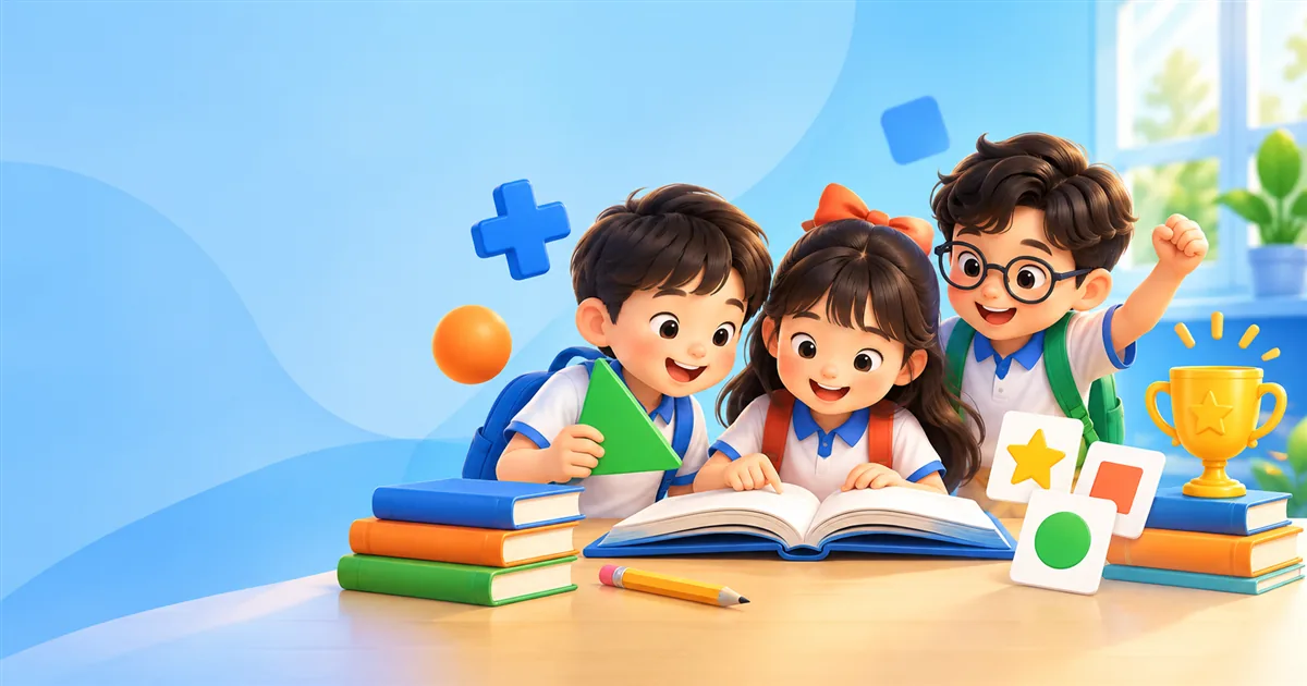 Các bạn học sinh tiểu học cùng đọc sách và học bài