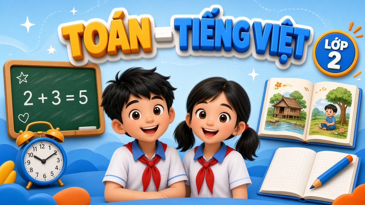 Toán – Tiếng Việt lớp 2 – Đề luyện tổng hợp số 1
