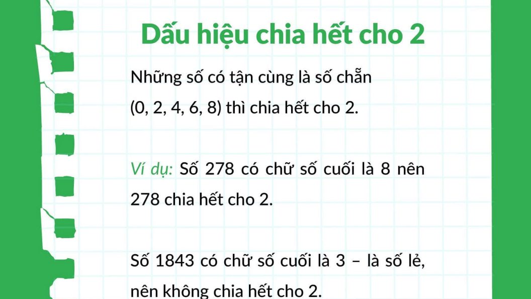Dấu hiệu chia hết cho 2