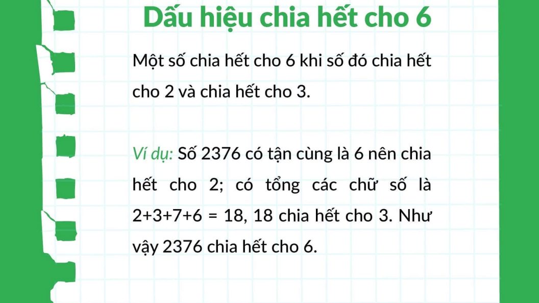 Dấu hiệu chia hết cho 6