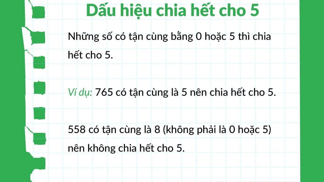 dấu hiệu chia hết cho 5