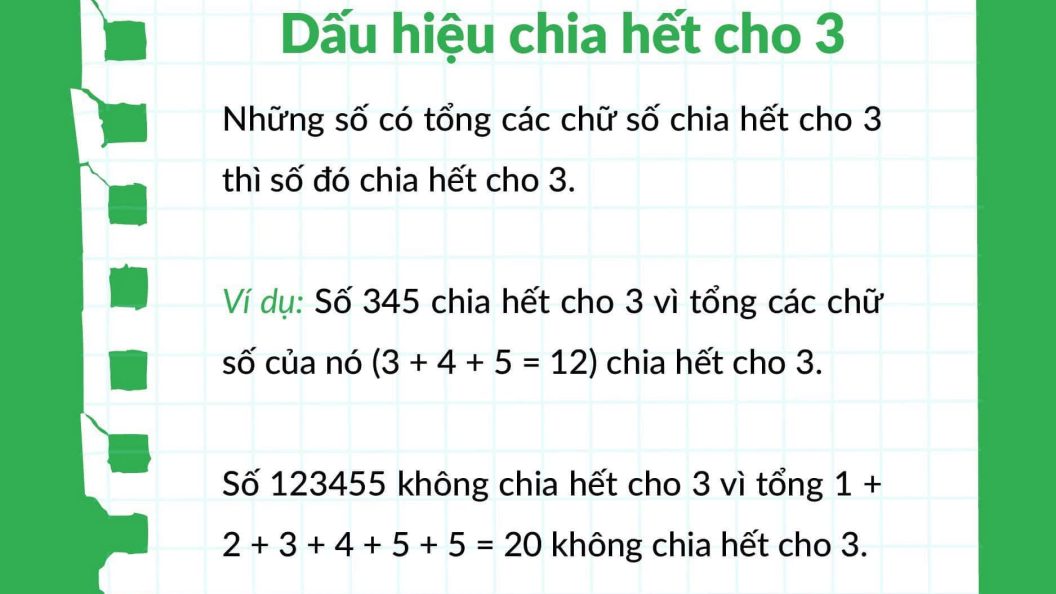 Dấu hiệu chia hết cho 3